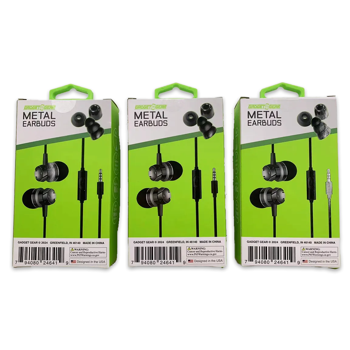 Wired Earbuds Metal with Mic - 3 Pieces Per Retail Ready Display 24641