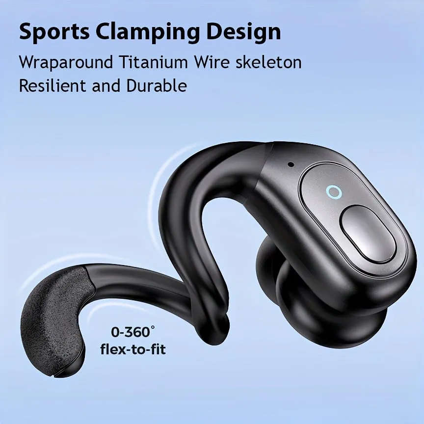 Wireless Headphones, Sports Earbuds, 75H Playback Time, LED Power Display, Attached Earhook Earbuds, Microphone In-ear Headphones With Deep Bass, Suitable For Sports And Running Exercises