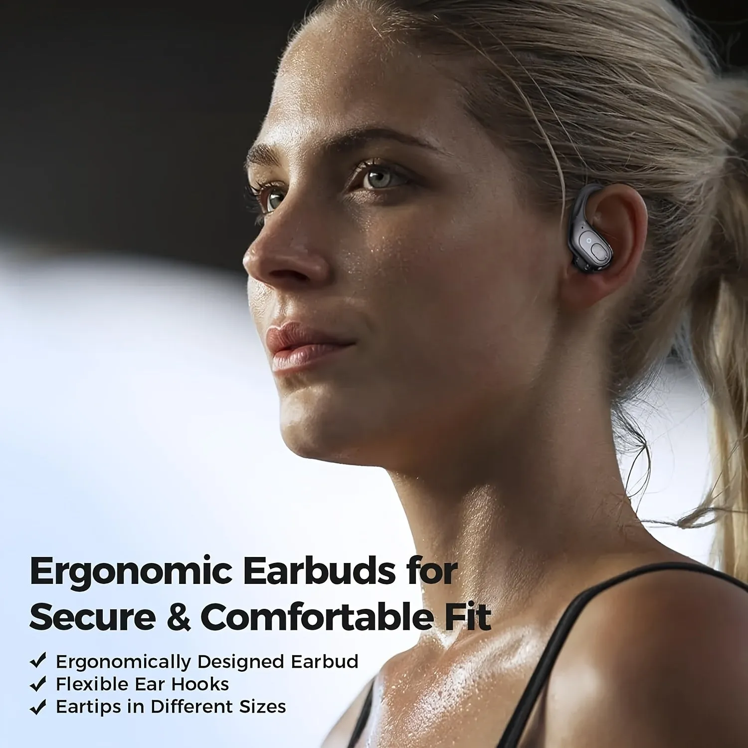 Wireless Headphones, Sports Earbuds, 75H Playback Time, LED Power Display, Attached Earhook Earbuds, Microphone In-ear Headphones With Deep Bass, Suitable For Sports And Running Exercises