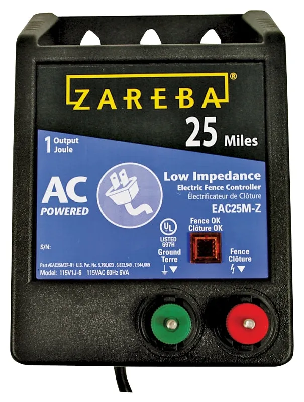 Zareba EAC25M-Z Electric Fence Charger, 1 J Output Energy, 115 V :EA: QUANTITY: 1